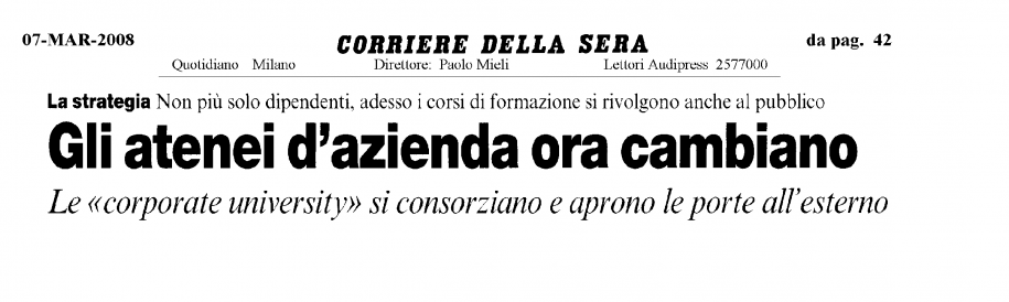 Corriere della sera. Gli Atenei d'Azienda ora cambiano